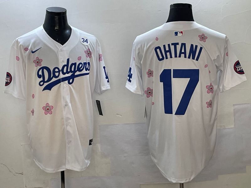 Men Los Angeles Dodgers 17 Ohtani White Sakura Edition 2025 Nike MLB Jersey style 5